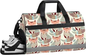 Abstract Fox Sports Gym Bag with Wet Pocket & Shoes Compartment Waterproof Workout Duffel Bag for Women and Men Weekender Overnight Duffle Bag Travel Carry-on Tote