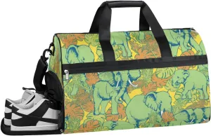 Abstract Tropical Elephant Sports Gym Bag with Wet Pocket & Shoes Compartment Waterproof Workout Duffel Bag for Women and Men Weekender Overnight Duffle Bag Travel Carry-on Tote