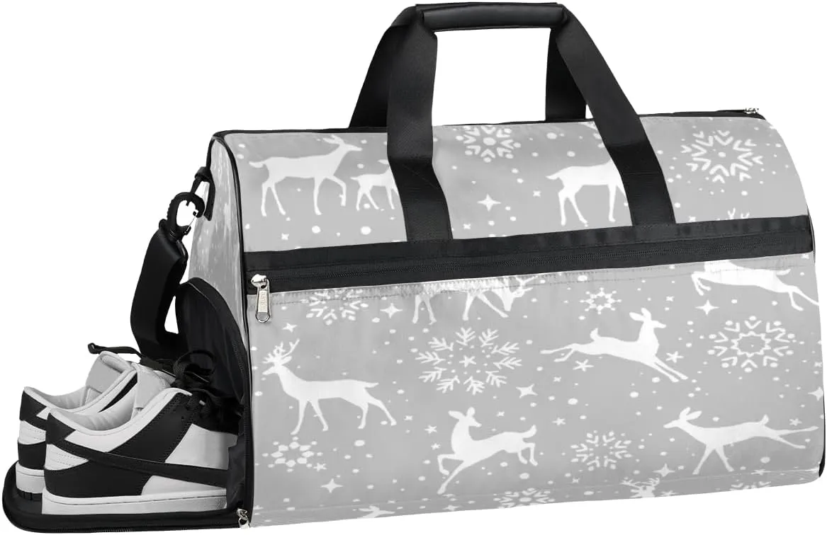Animal Deer Sports Gym Bag with Wet Pocket & Shoes Compartment Waterproof Workout Duffel Bag for Women and Men Weekender Overnight Duffle Bag Travel Carry-on Tote