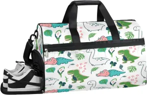 Animal Dinosaur Theme Sports Gym Bag with Wet Pocket & Shoes Compartment Waterproof Workout Duffel Bag for Women and Men Weekender Overnight Duffle Bag Travel Carry-on Tote