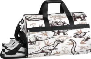 Animal Dinosaurs Pattern Sports Gym Bag with Wet Pocket & Shoes Compartment Waterproof Workout Duffel Bag for Women and Men Weekender Overnight Duffle Bag Travel Carry-on Tote
