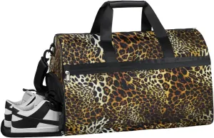 Animal Leopard Skin Sports Gym Bag with Wet Pocket & Shoes Compartment Waterproof Workout Duffel Bag for Women and Men Weekender Overnight Duffle Bag Travel Carry-on Tote