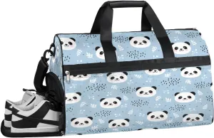 Animal Panda Style Sports Gym Bag with Wet Pocket & Shoes Compartment Waterproof Workout Duffel Bag for Women and Men Weekender Overnight Duffle Bag Travel Carry-on Tote