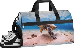 Animal Sea Turtle Pattern Sports Gym Bag with Wet Pocket & Shoes Compartment Waterproof Workout Duffel Bag for Women and Men Weekender Overnight Duffle Bag Travel Carry-on Tote