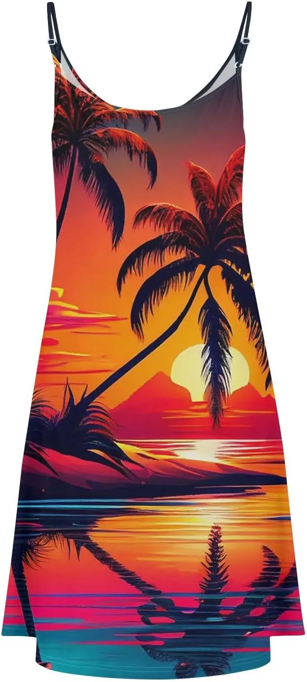 Azeralia Summer Dress for Women 2025 Casual V Neck Dresses Sleeveless Spaghetti Strap Mini Dresses Beach Holiday Sundress
