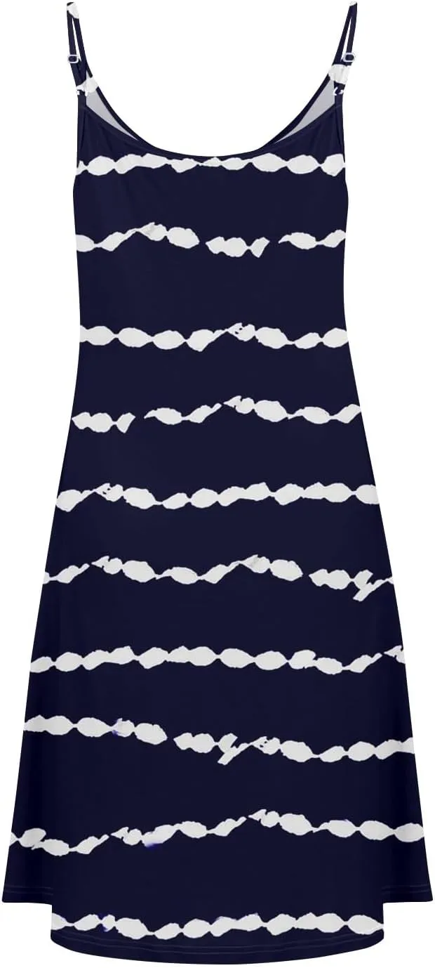 Azeralia Summer Dress for Women 2025 Casual V Neck Dresses Sleeveless Spaghetti Strap Mini Dresses Beach Holiday Sundress
