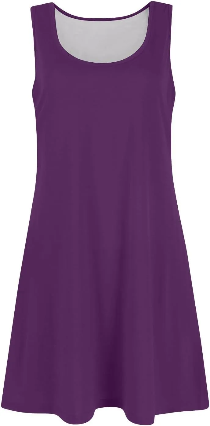 Azeralia Womens Summer Dresses 2025 Sleeveless Casual A-Line Swing Mini Dress Sundress Casual T-Shirt Dress Beach Sundress