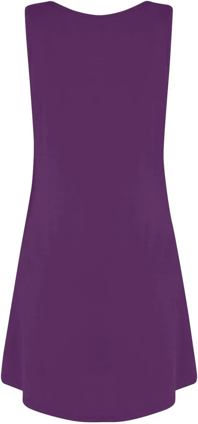 Azeralia Womens Summer Dresses 2025 Sleeveless Casual A-Line Swing Mini Dress Sundress Casual T-Shirt Dress Beach Sundress