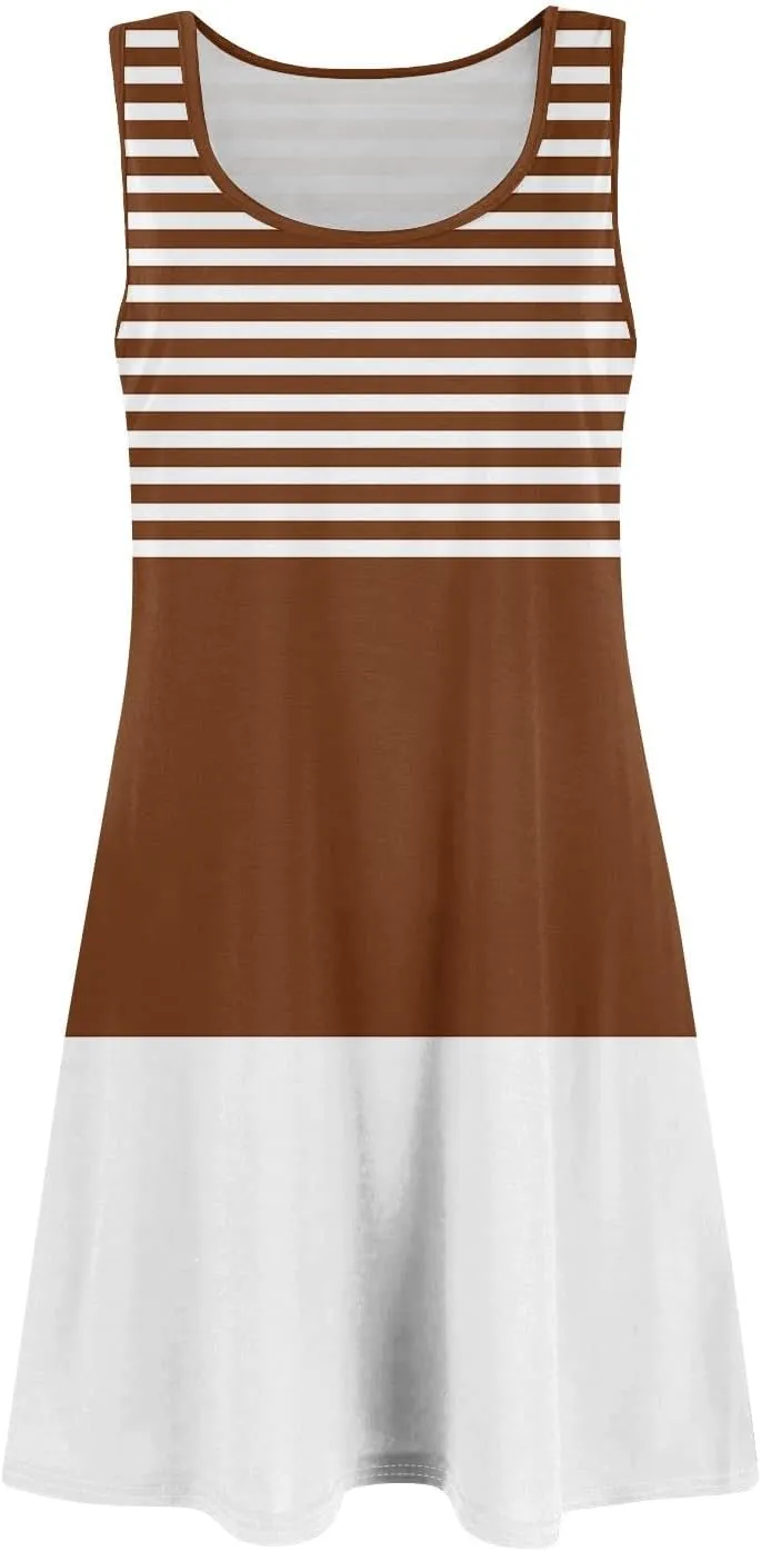 Azeralia Women's Summer Sleeveless Mini Dresses Crewneck A Line Elegant Tank Dress Summer Beach Casual Tank Dresses