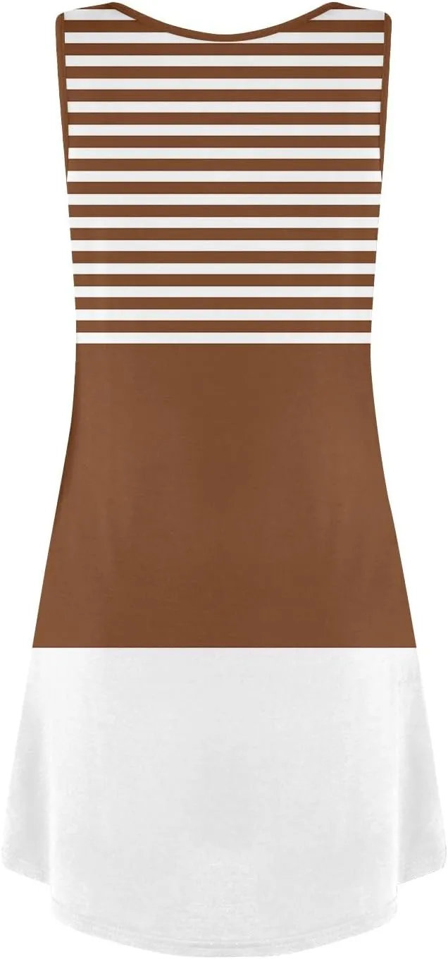 Azeralia Women's Summer Sleeveless Mini Dresses Crewneck A Line Elegant Tank Dress Summer Beach Casual Tank Dresses