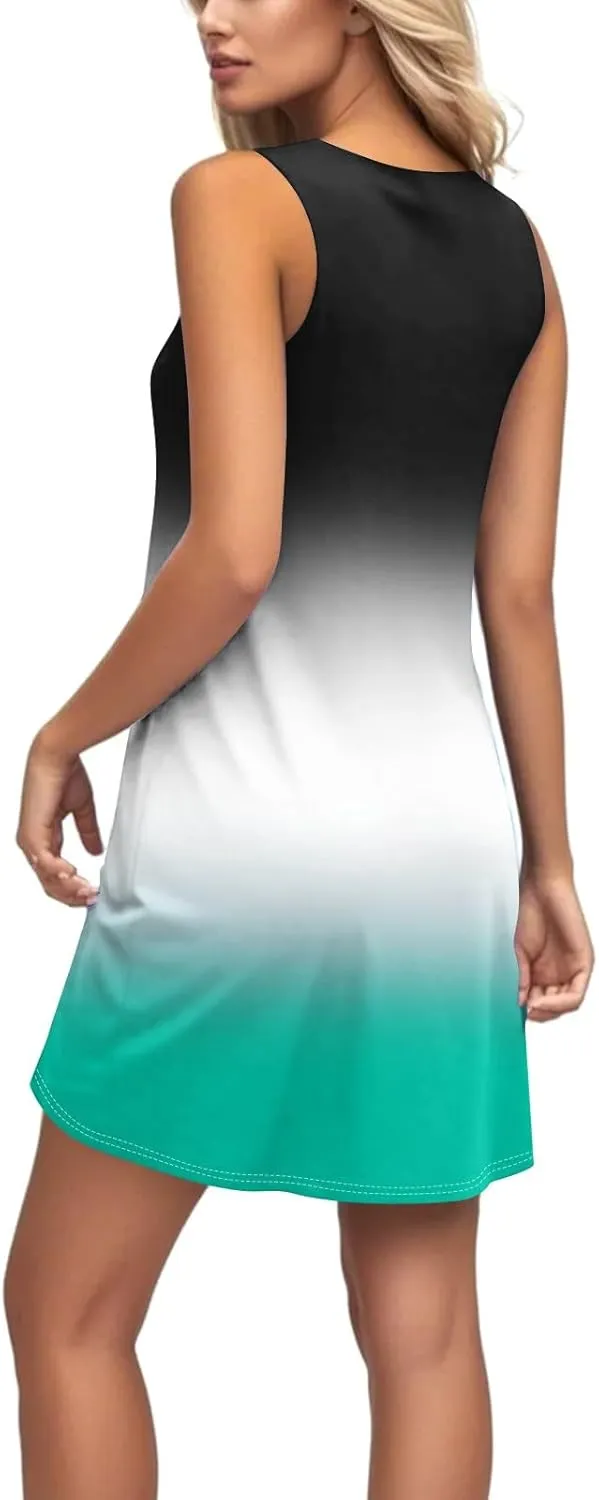 Azeralia Women's Summer Sleeveless Mini Dresses Crewneck A Line Elegant Tank Dress Summer Beach Casual Tank Dresses