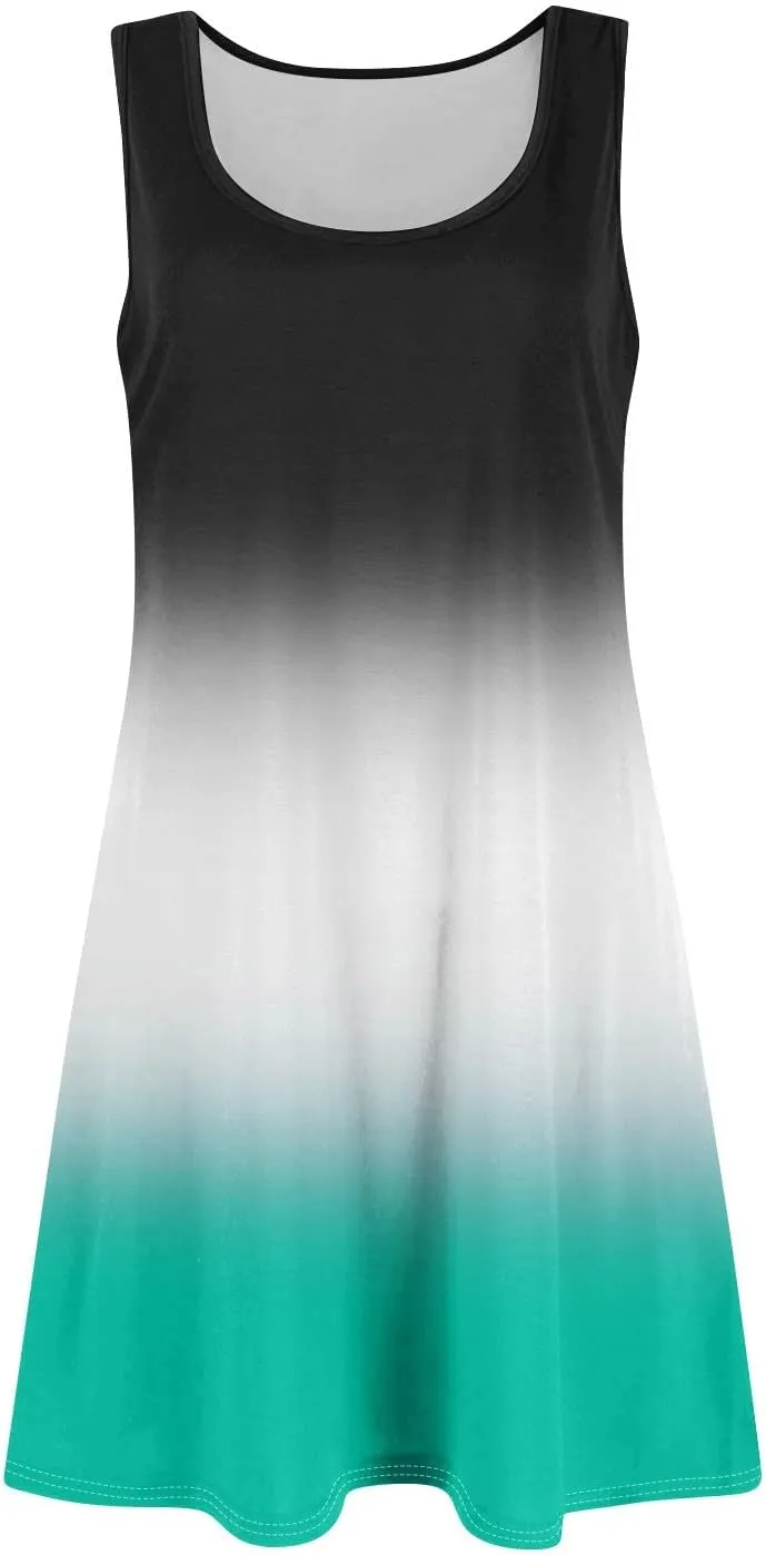 Azeralia Women's Summer Sleeveless Mini Dresses Crewneck A Line Elegant Tank Dress Summer Beach Casual Tank Dresses