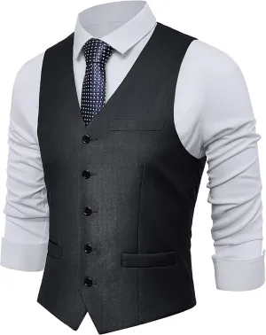 BABEYOND Men's Formal Suit Vest Slim Fit Waistcoat Business Vest for Suit Tuxedo