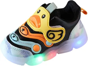 Baby Infant Light up Sneakers Cartoon Pattern Toddler First Walking Non Slip Sport Shoes Lightweight Breathable Shoes