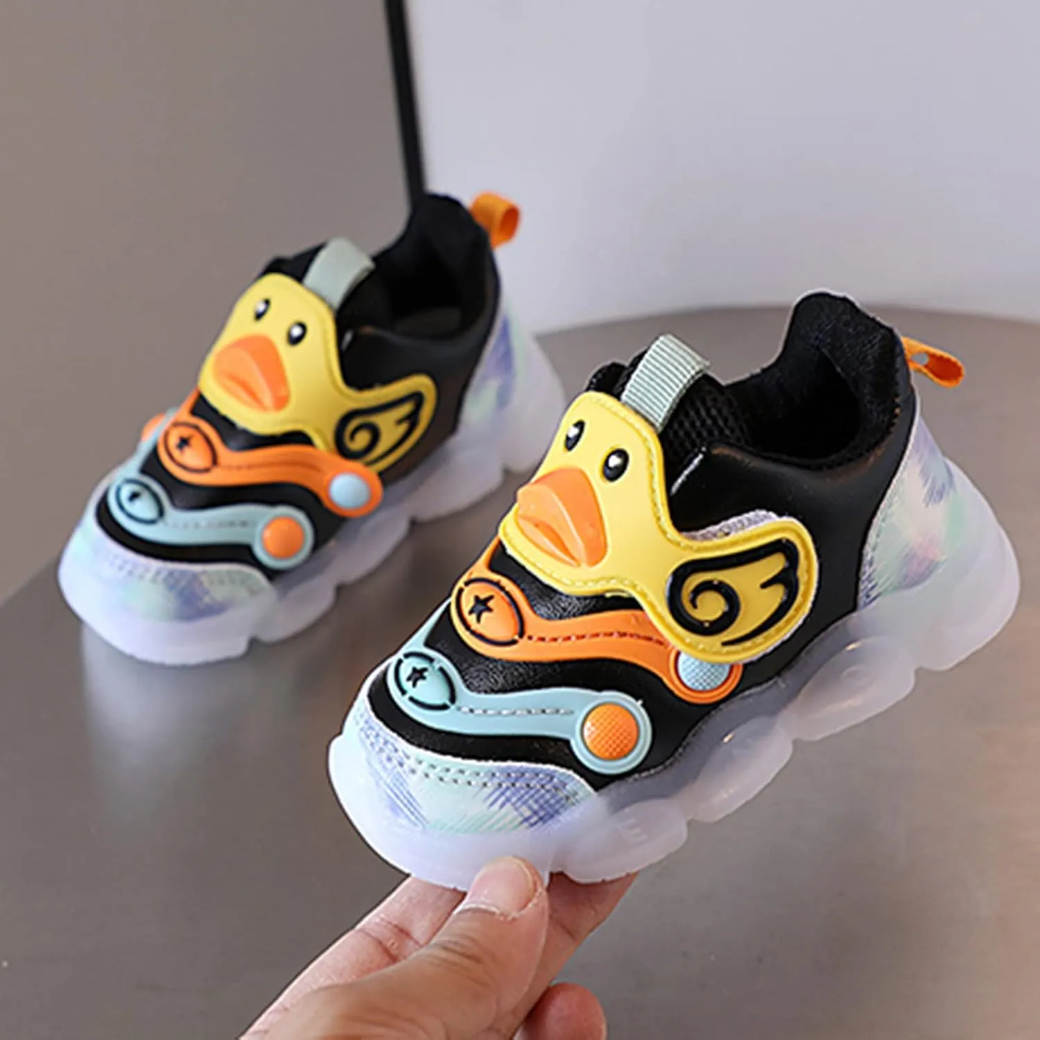 Baby Infant Light up Sneakers Cartoon Pattern Toddler First Walking Non Slip Sport Shoes Lightweight Breathable Shoes