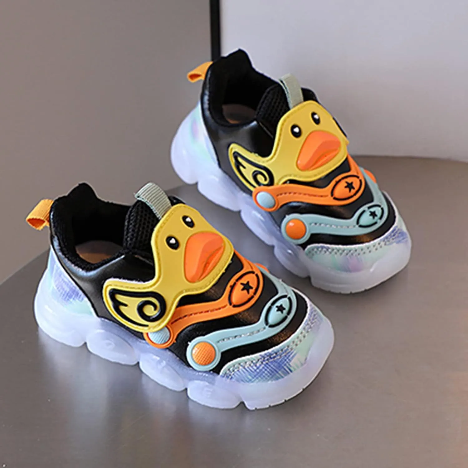 Baby Infant Light up Sneakers Cartoon Pattern Toddler First Walking Non Slip Sport Shoes Lightweight Breathable Shoes