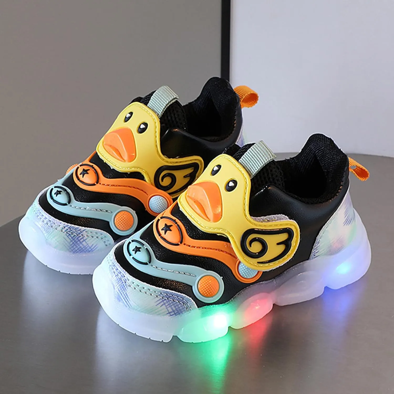 Baby Infant Light up Sneakers Cartoon Pattern Toddler First Walking Non Slip Sport Shoes Lightweight Breathable Shoes