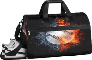 Baseball Pattern Sports Gym Bag with Wet Pocket & Shoes Compartment Waterproof Workout Duffel Bag for Women and Men Weekender Overnight Duffle Bag Travel Carry-on Tote