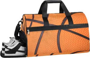 Basketball Design Sports Gym Bag with Wet Pocket & Shoes Compartment Waterproof Workout Duffel Bag for Women and Men Weekender Overnight Duffle Bag Travel Carry-on Tote