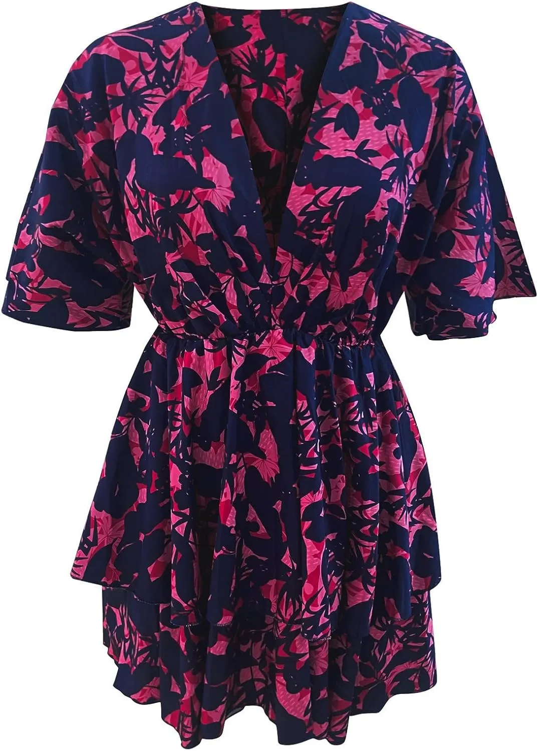 Beach Dresses for Women,2023 Summer Casual Trendy Loose Batwing Sleeve Mini Dress,Floral Flowy Hem Boho Dress