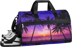 Beach Hawaii Sports Gym Bag with Wet Pocket & Shoes Compartment Waterproof Workout Duffel Bag for Women and Men Weekender Overnight Duffle Bag Travel Carry-on Tote