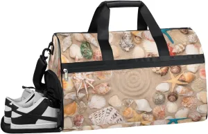 Beach Shell Sports Gym Bag with Wet Pocket & Shoes Compartment Waterproof Workout Duffel Bag for Women and Men Weekender Overnight Duffle Bag Travel Carry-on Tote