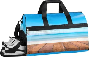 Beach Sky Sports Gym Bag with Wet Pocket & Shoes Compartment Waterproof Workout Duffel Bag for Women and Men Weekender Overnight Duffle Bag Travel Carry-on Tote