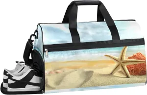 Beach Starfish Sports Gym Bag with Wet Pocket & Shoes Compartment Waterproof Workout Duffel Bag for Women and Men Weekender Overnight Duffle Bag Travel Carry-on Tote