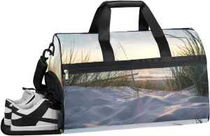 Beach Sunset Sports Gym Bag with Wet Pocket & Shoes Compartment Waterproof Workout Duffel Bag for Women and Men Weekender Overnight Duffle Bag Travel Carry-on Tote