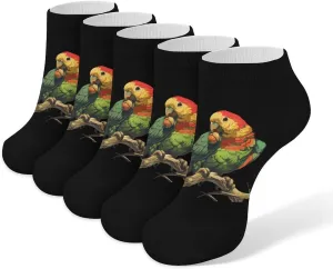 Beautiful Parrot Bird Acorn 5 Pairs Low Cut Ankle Socks for Men Women Athletic Running Socks No Show Breathable