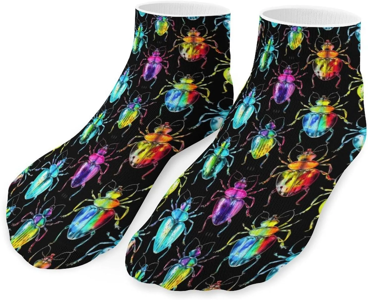 Beetles Glowing Cute Ankle Socks 1 Pairs Low Cut No Show Sock Breathable Stocking for Men Women