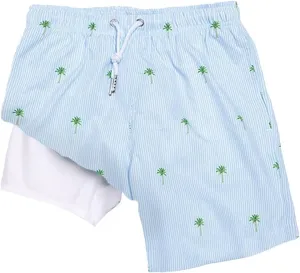 BERMIES Boys’ Swim Trunks with Compression Liner - Anti-Chafing, Quick-Dry, UPF 50 , Eco-Friendly Fabric