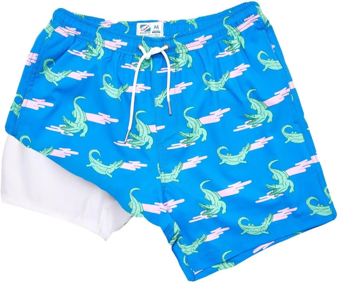 BERMIES Boys’ Swim Trunks with Compression Liner - Anti-Chafing, Quick-Dry, UPF 50 , Eco-Friendly Fabric