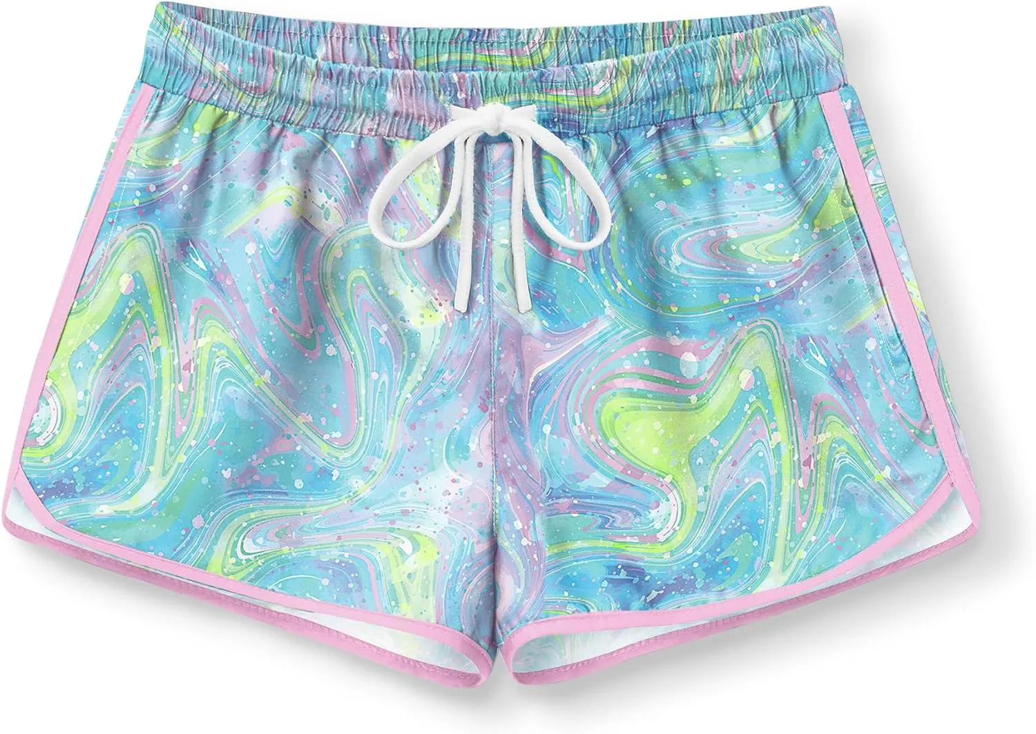 BesserBay Girls Summer Elastic Waist Beach Swim Shorts Quick Dry Active Swim Trunks with Pocket 5-14 Years