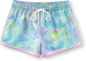 BesserBay Girls Summer Elastic Waist Beach Swim Shorts Quick Dry Active Swim Trunks with Pocket 5-14 Years