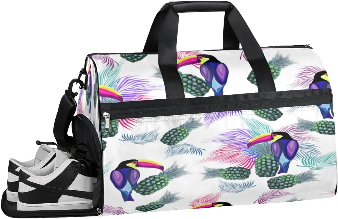 Bird Parrot Sports Gym Bag with Wet Pocket & Shoes Compartment Waterproof Workout Duffel Bag for Women and Men Weekender Overnight Duffle Bag Travel Carry-on Tote