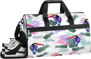 Bird Parrot Sports Gym Bag with Wet Pocket & Shoes Compartment Waterproof Workout Duffel Bag for Women and Men Weekender Overnight Duffle Bag Travel Carry-on Tote