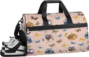 Bird Pattern Sports Gym Bag with Wet Pocket & Shoes Compartment Waterproof Workout Duffel Bag for Women and Men Weekender Overnight Duffle Bag Travel Carry-on Tote