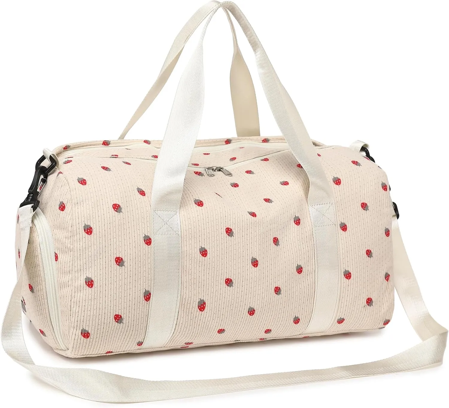 BLUBOON Duffle Bag Girls Kids Cute Gym Bag with Shoes Compartment & Wet Separation Waterproof Sports Overnight Travel Bag, Strawberry Corduroy, Corduroy Strawberry Duffle Bag Tote Bag