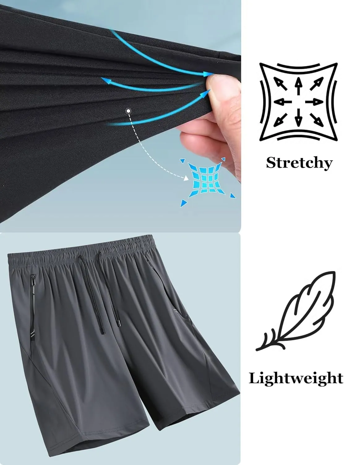 Boys Athletic Shorts Quick Dry Zipper Pockets Active Gym Workout Shorts 8-16 Years