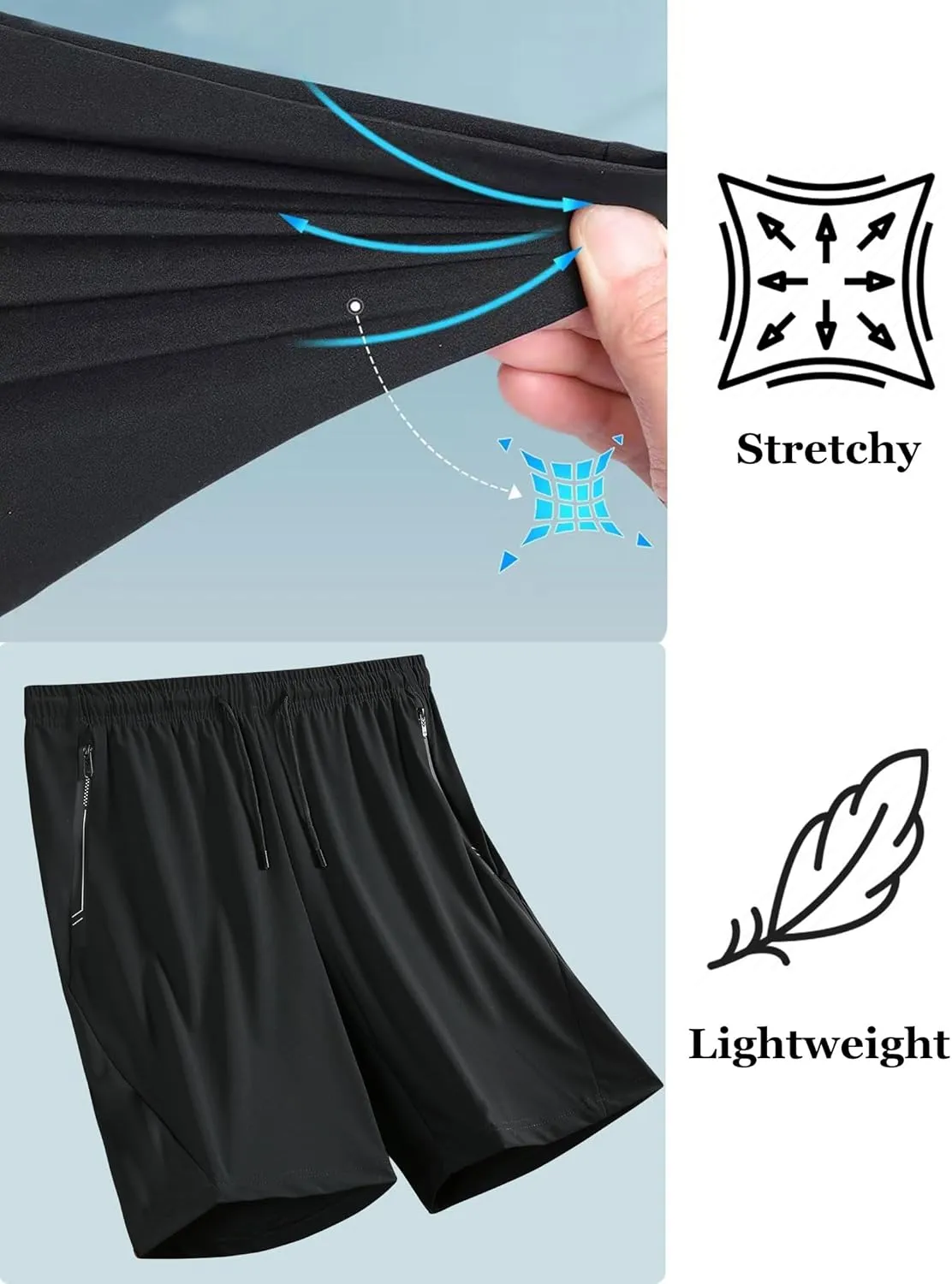 Boys Athletic Shorts Quick Dry Zipper Pockets Active Gym Workout Shorts 8-16 Years
