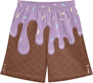 Boys Casual Shorts Ice Cream Kids Athletic Basketball Hiking Gym Shorts with Pocket for Outdoor Sports 7-15Y