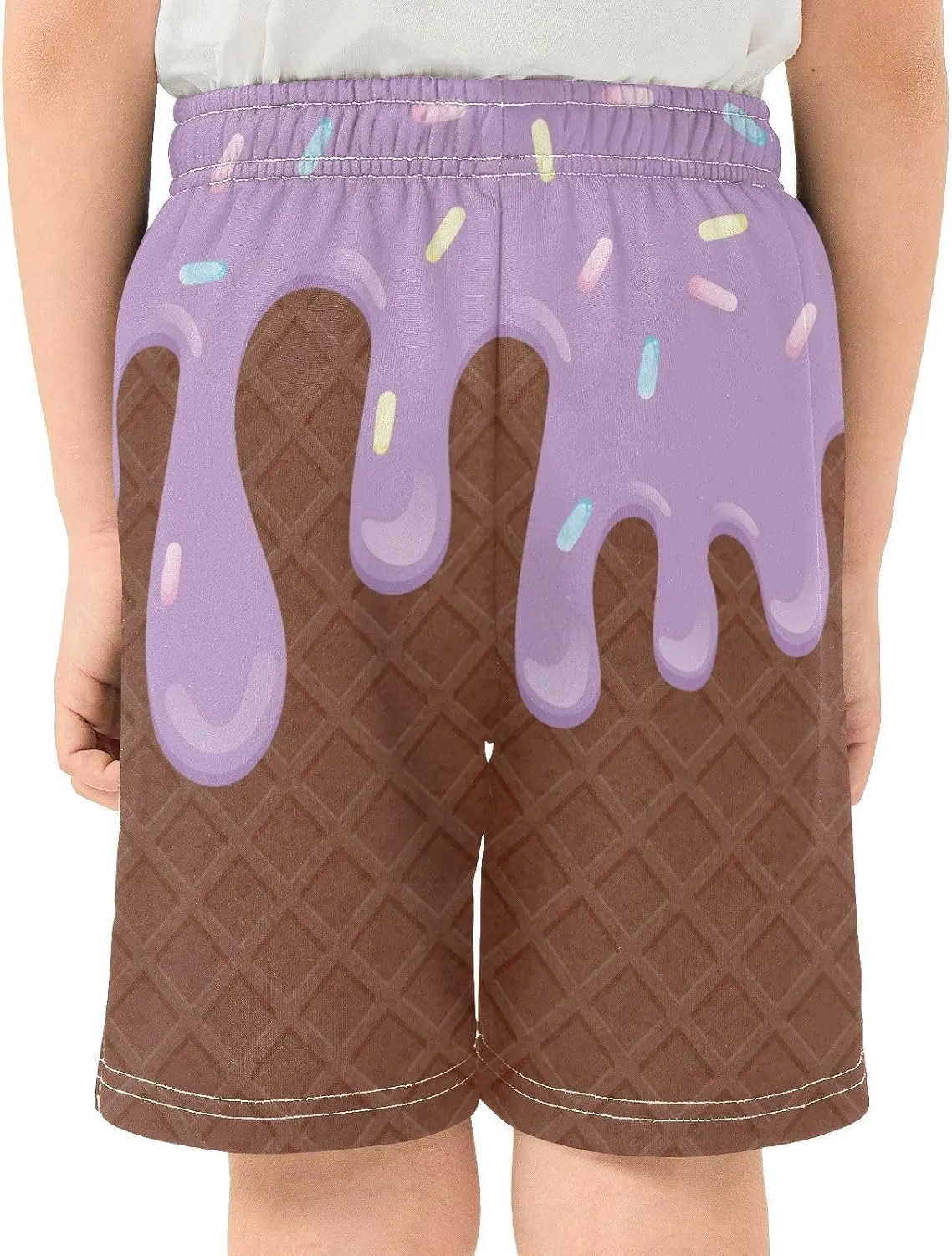 Boys Casual Shorts Ice Cream Kids Athletic Basketball Hiking Gym Shorts with Pocket for Outdoor Sports 7-15Y