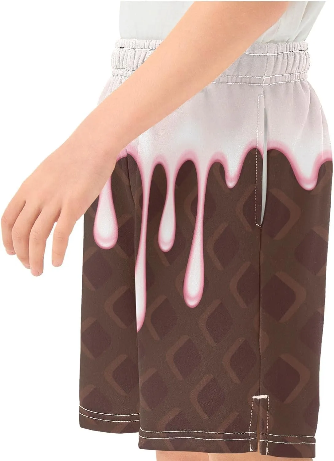 Boys Casual Shorts Ice Cream Kids Athletic Basketball Hiking Gym Shorts with Pocket for Outdoor Sports 7-15Y