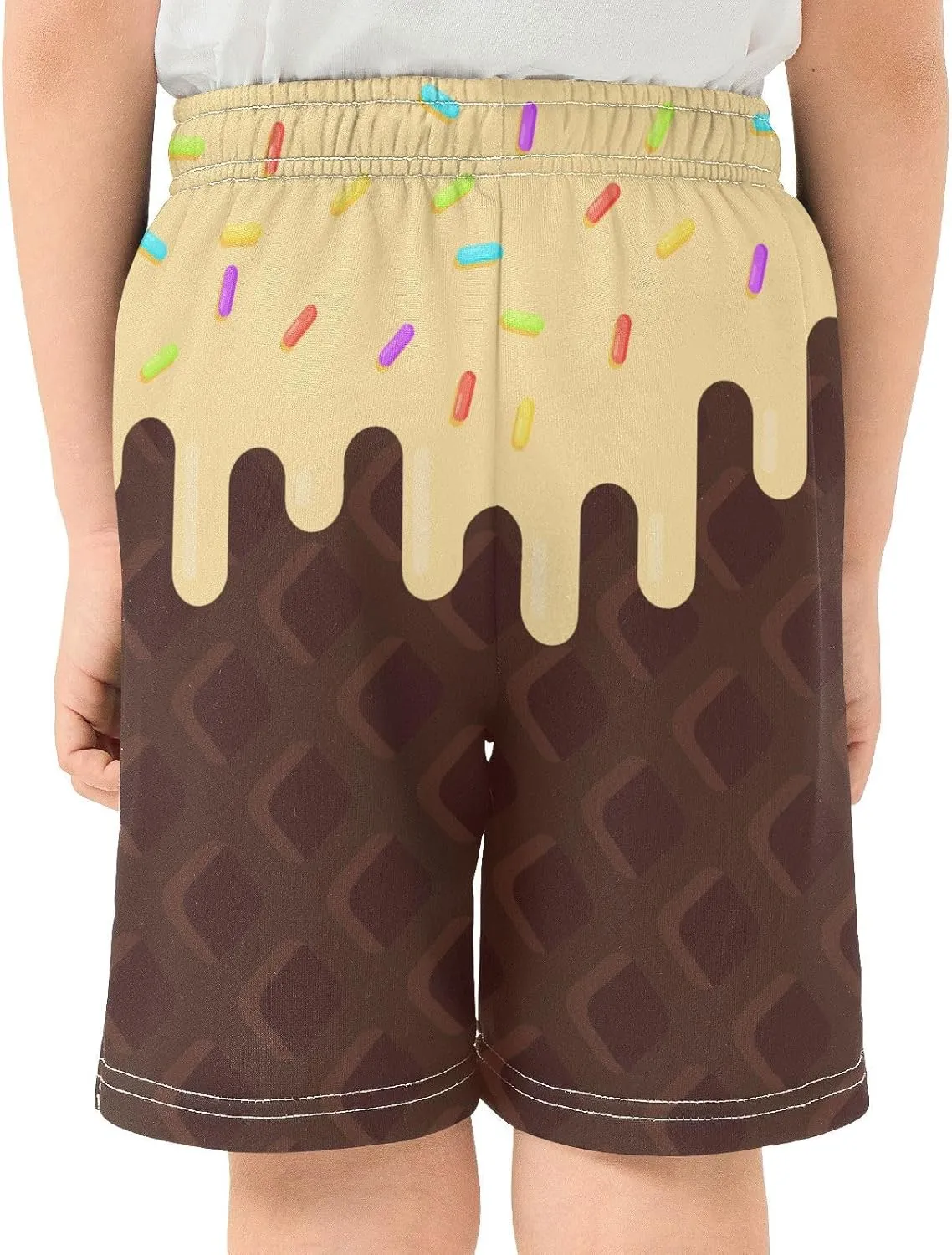 Boys Casual Shorts Ice Cream Kids Athletic Basketball Hiking Gym Shorts with Pocket for Outdoor Sports 7-15Y