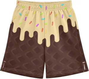 Boys Casual Shorts Ice Cream Kids Athletic Basketball Hiking Gym Shorts with Pocket for Outdoor Sports 7-15Y