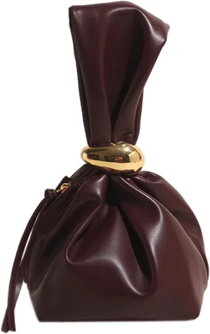 Burgundy Wristlet Purse for Women Lightweight PU Leather Small Handbag Wristlet Pouch Bag for Daily Use