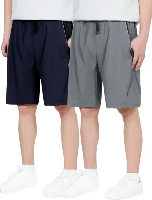 CAMLAKEE Boys Athletic Shorts Quick Dry Kids Performance Basketball Shorts with Zipper Pockets