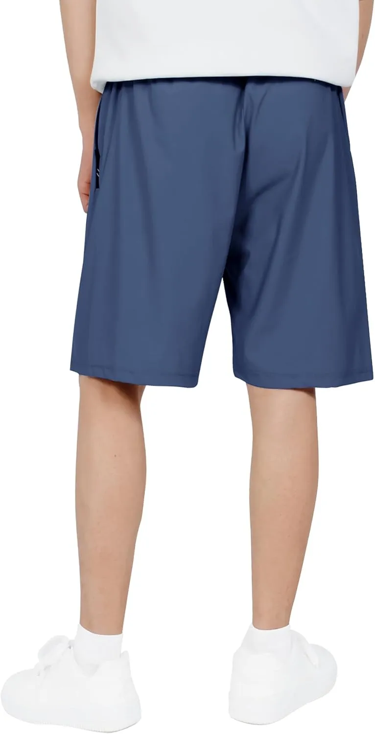 CAMLAKEE Boys Athletic Shorts Quick Dry Kids Performance Basketball Shorts with Zipper Pockets