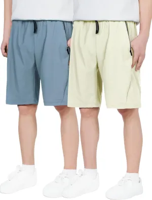 CAMLAKEE Boys Athletic Shorts Quick Dry Kids Performance Basketball Shorts with Zipper Pockets
